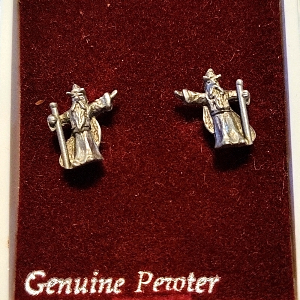 Pewter wizard earrings